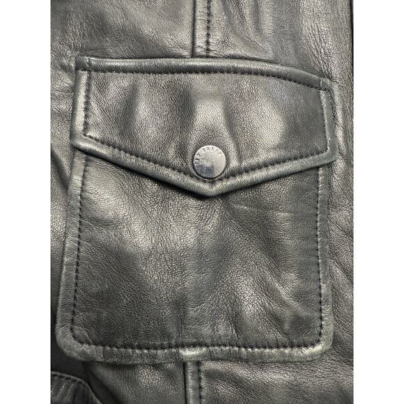 Ted Baker London Ovine Leather Jacket Women's Size 1 Lamb Shearling Fur Trim - Picture 4 of 10